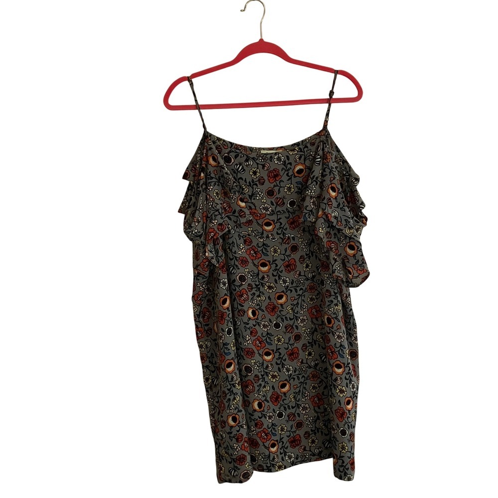 Hayden Size 1X Floral Cold Shoulder Mini Summer Dress Blue Orange Ruffle Boho